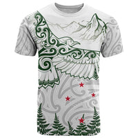 New Zealand Kea Bird T Shirt Maori Tattoo and Silver Fern Green Color