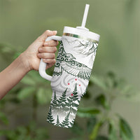 New Zealand Kea Bird Tumbler With Handle Maori Tattoo and Silver Fern Green Color
