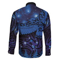New Zealand Kea Bird Family Matching Off The Shoulder Long Sleeve Dress and Hawaiian Shirt Maori Tattoo and Silver Fern Matariki Style