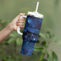 New Zealand Kea Bird Tumbler With Handle Maori Tattoo and Silver Fern Matariki Style