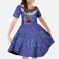 FAST Party Samoa Family Matching Mermaid Dress and Hawaiian Shirt Ula Fala Teuila Polynesian Tapa Pattern LT03 Daughter's Dress Blue - Polynesian Pride