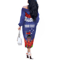 FAST Party Samoa Off The Shoulder Long Sleeve Dress Ula Fala Teuila Polynesian Tapa Pattern LT03 - Polynesian Pride