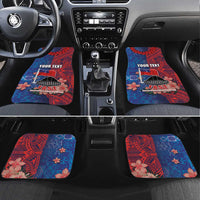 CHOGM FAST Samoa 2024 Car Mats Samoan Tapa Tribal and Ornament Pattern with Hibiscus LT03 Set 4pcs Blue - Polynesian Pride