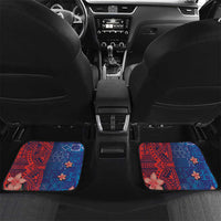CHOGM FAST Samoa 2024 Car Mats Samoan Tapa Tribal and Ornament Pattern with Hibiscus LT03 Set 2pcs - Back Blue - Polynesian Pride
