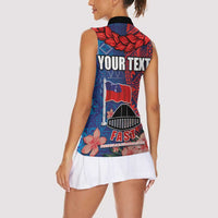 CHOGM FAST Samoa 2024 Women Sleeveless Polo Shirt Samoan Tapa Tribal and Ornament Pattern with Hibiscus