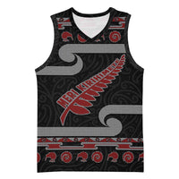New Zealand Christmas Basketball Jersey Meri Kirihimete Silver Fern Knit Style Red Color - Polynesian Pride