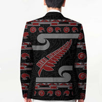 New Zealand Christmas Blazer Meri Kirihimete Silver Fern Knit Style Red Color - Polynesian Pride