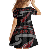 New Zealand Christmas Family Matching Tank Maxi Dress and Hawaiian Shirt Meri Kirihimete Silver Fern Knit Style Red Color - Polynesian Pride