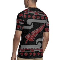 New Zealand Christmas Rugby Jersey Meri Kirihimete Silver Fern Knit Style Red Color - Polynesian Pride