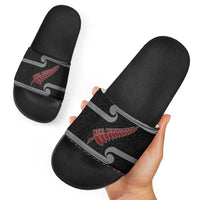 New Zealand Christmas Slide Sandals Meri Kirihimete Silver Fern Knit Style Red Color - Polynesian Pride