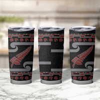 New Zealand Christmas Tumbler Cup Meri Kirihimete Silver Fern Knit Style Red Color - Polynesian Pride