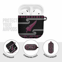 New Zealand Christmas AirPods Case Meri Kirihimete Silver Fern Knit Style Pink Color - Polynesian Pride