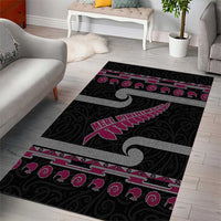 New Zealand Christmas Area Rug Meri Kirihimete Silver Fern Knit Style Pink Color - Polynesian Pride