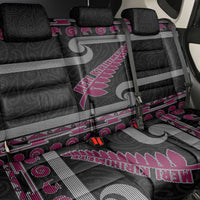 New Zealand Christmas Back Car Seat Cover Meri Kirihimete Silver Fern Knit Style Pink Color - Polynesian Pride