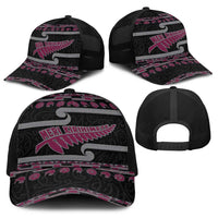 New Zealand Christmas Baseball Net Cap Meri Kirihimete Silver Fern Knit Style Pink Color - Polynesian Pride