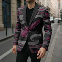 New Zealand Christmas Blazer Meri Kirihimete Silver Fern Knit Style Pink Color - Polynesian Pride