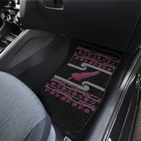 New Zealand Christmas Car Mats Meri Kirihimete Silver Fern Knit Style Pink Color - Polynesian Pride