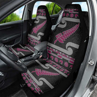 New Zealand Christmas Car Seat Cover Meri Kirihimete Silver Fern Knit Style Pink Color - Polynesian Pride