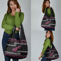 New Zealand Christmas Grocery Bag Meri Kirihimete Silver Fern Knit Style Pink Color - Polynesian Pride