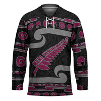 New Zealand Christmas Hockey Jersey Meri Kirihimete Silver Fern Knit Style Pink Color - Polynesian Pride