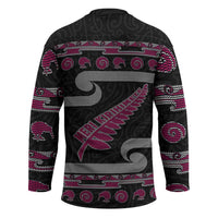 New Zealand Christmas Hockey Jersey Meri Kirihimete Silver Fern Knit Style Pink Color - Polynesian Pride