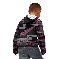 New Zealand Christmas Kid Hoodie Meri Kirihimete Silver Fern Knit Style Pink Color - Polynesian Pride