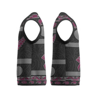 New Zealand Christmas Knitted V-Neck Vest Meri Kirihimete Silver Fern Knit Style Pink Color - Polynesian Pride