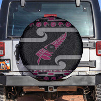 New Zealand Christmas Spare Tire Cover Meri Kirihimete Silver Fern Knit Style Pink Color - Polynesian Pride