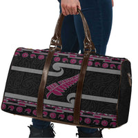 New Zealand Christmas Travel Bag Meri Kirihimete Silver Fern Knit Style Pink Color - Polynesian Pride