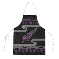 New Zealand Christmas Apron Meri Kirihimete Silver Fern Knit Style Purple Color - Polynesian Pride
