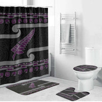 New Zealand Christmas Bathroom Set Meri Kirihimete Silver Fern Knit Style Purple Color - Polynesian Pride