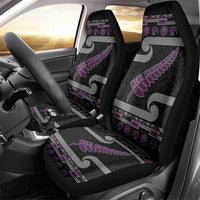 New Zealand Christmas Car Seat Cover Meri Kirihimete Silver Fern Knit Style Purple Color - Polynesian Pride