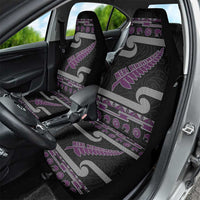 New Zealand Christmas Car Seat Cover Meri Kirihimete Silver Fern Knit Style Purple Color - Polynesian Pride