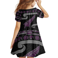 New Zealand Christmas Family Matching Summer Maxi Dress and Hawaiian Shirt Meri Kirihimete Silver Fern Knit Style Purple Color - Polynesian Pride