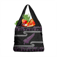 New Zealand Christmas Grocery Bag Meri Kirihimete Silver Fern Knit Style Purple Color - Polynesian Pride