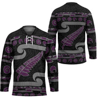 New Zealand Christmas Hockey Jersey Meri Kirihimete Silver Fern Knit Style Purple Color - Polynesian Pride