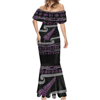New Zealand Christmas Mermaid Dress Meri Kirihimete Silver Fern Knit Style Purple Color - Polynesian Pride