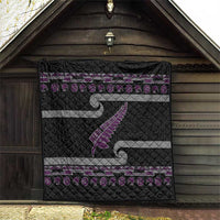 New Zealand Christmas Quilt Meri Kirihimete Silver Fern Knit Style Purple Color - Polynesian Pride