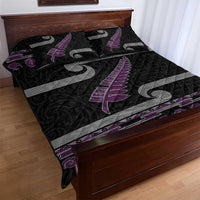 New Zealand Christmas Quilt Bed Set Meri Kirihimete Silver Fern Knit Style Purple Color - Polynesian Pride