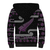 New Zealand Christmas Sherpa Hoodie Meri Kirihimete Silver Fern Knit Style Purple Color - Polynesian Pride