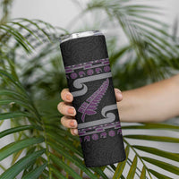 New Zealand Christmas Skinny Tumbler Meri Kirihimete Silver Fern Knit Style Purple Color - Polynesian Pride