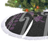 New Zealand Christmas Tree Skirt Meri Kirihimete Silver Fern Knit Style Purple Color - Polynesian Pride