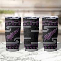New Zealand Christmas Tumbler Cup Meri Kirihimete Silver Fern Knit Style Purple Color - Polynesian Pride