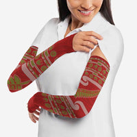 New Zealand Christmas Arm Sleeves Meri Kirihimete Silver Fern Knit Style Green Color - Polynesian Pride