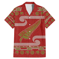 New Zealand Christmas Family Matching Mermaid Dress and Hawaiian Shirt Meri Kirihimete Silver Fern Knit Style Green Color - Polynesian Pride
