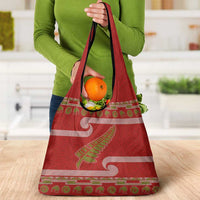 New Zealand Christmas Grocery Bag Meri Kirihimete Silver Fern Knit Style Green Color - Polynesian Pride