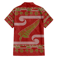 New Zealand Christmas Hawaiian Shirt Meri Kirihimete Silver Fern Knit Style Green Color - Polynesian Pride
