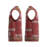 New Zealand Christmas Knitted V-Neck Vest Meri Kirihimete Silver Fern Knit Style Green Color - Polynesian Pride