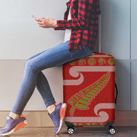 New Zealand Christmas Luggage Cover Meri Kirihimete Silver Fern Knit Style Green Color - Polynesian Pride