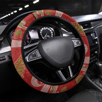 New Zealand Christmas Steering Wheel Cover Meri Kirihimete Silver Fern Knit Style Green Color - Polynesian Pride